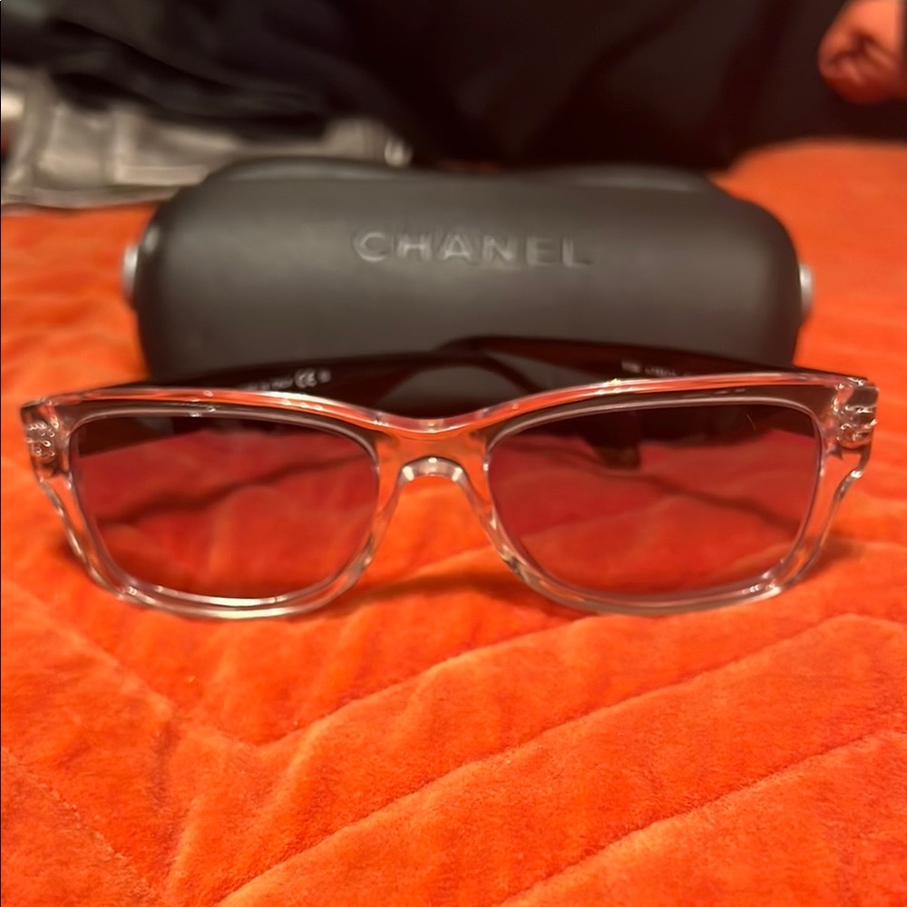 EUC Chanel Clear and Black Sunglasses
